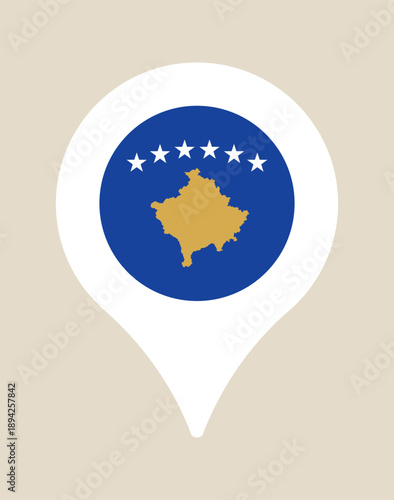 Kosovo Flag Map Marker Pin Icon Illustrating National Identity and Geographical Location in Modern Vector Style
