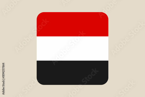 Yemen National Flag Icon Button Representing Middle Eastern Country Identity in Simple Modern Style