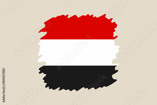 Yemen Flag Illustrated with Modern Brushstroke Effect Representing National Identity and Geography in Simple Vector Graphic Design.