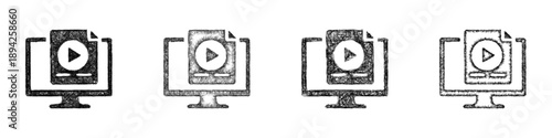 Sketch video lesson icon design set