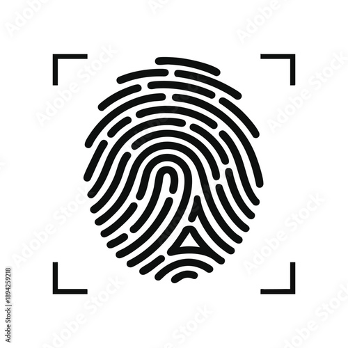 Fingerprint biometric authentication icon isolated on white background