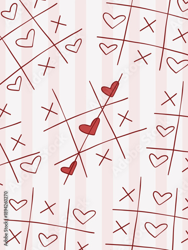 Game with hearts tic tac toe, vector art