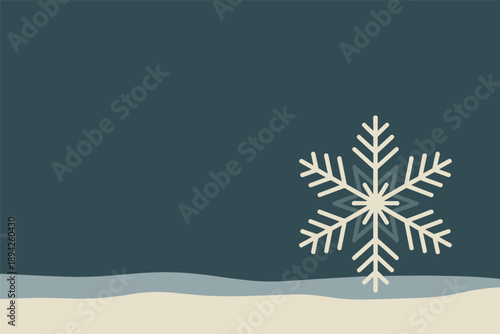 Minimalist Winter Snowflake Scene, seasonal background concept with copy space