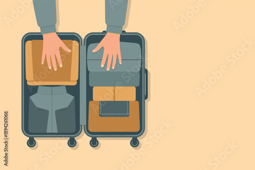 Packing a Suitcase for Your Next Adventure, travel preparation concept with copy space