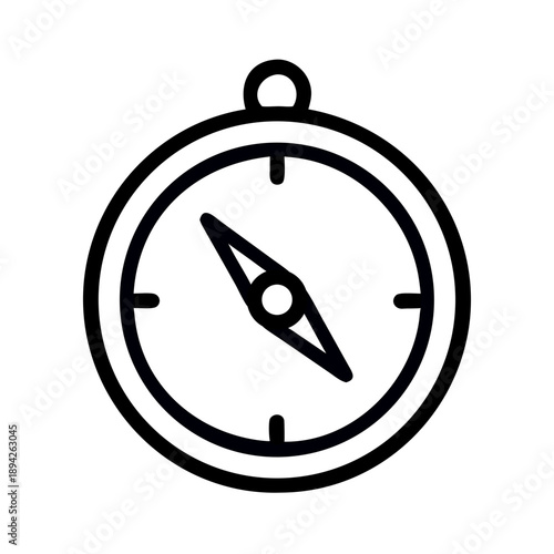 Black Line Vector Illustration of a Compass Icon in Minimal Outline Style