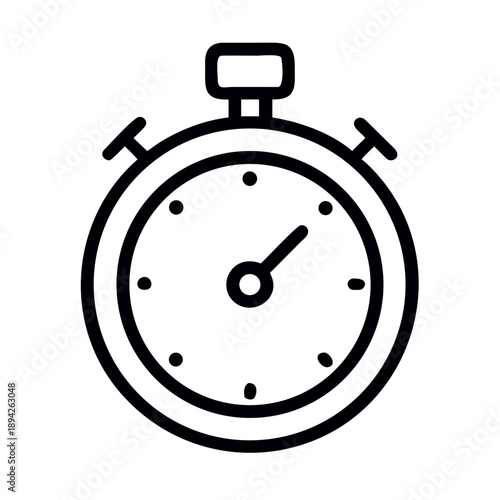 Black Line Stopwatch Icon Vector Illustration for Time and Timer Concept