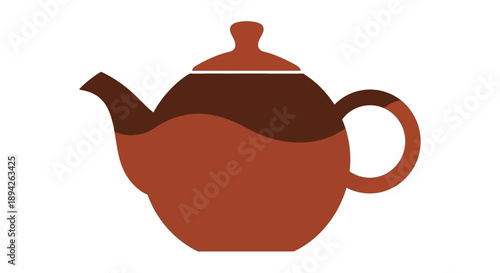 Illustration of a teapot with a spout and handle viewed from the side in a simple style