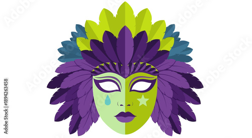 Vibrant illustration of a face with expressive hair, showcasing emotions and creativity in a stylized portrait from a frontal viewpoint