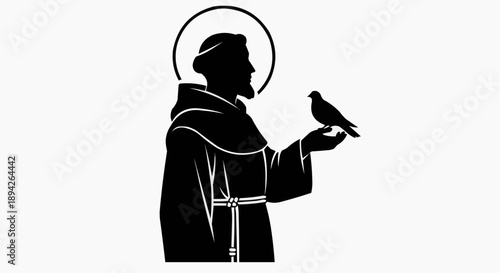 Saint Francis of Assisi with Dove Silhouette Icon