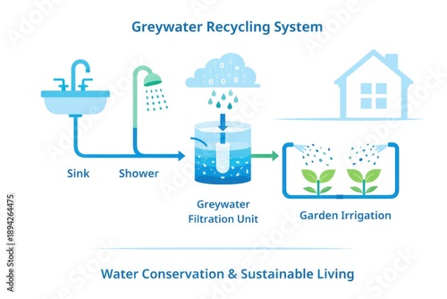 Greywater Recycling System Diagram for Sustainable Home Water Conservation