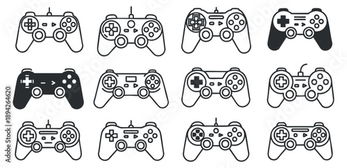 A set of gaming controllers in flat modern vector style, ideal for gaming-related designs and digital projects