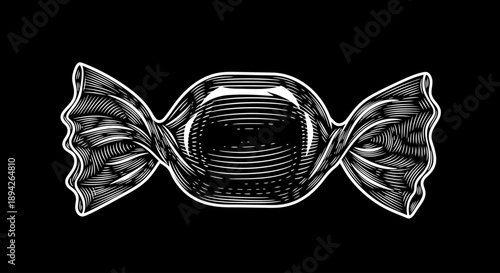 Detailed illustration of a wrapped candy viewed from the front in a minimalist style