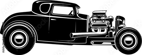illustration of a vintage hot rod car