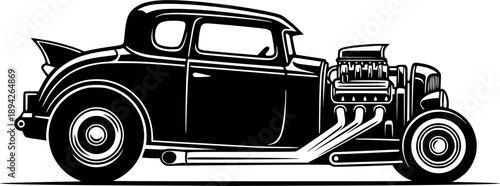 illustration of a vintage hot rod car