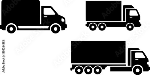 van, truck and lorry icon. simple flat design