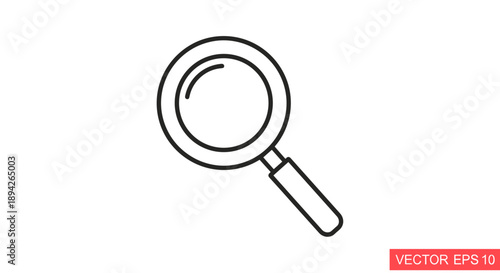 Simple Line Art Magnifying Glass Icon for Search and Discovery.