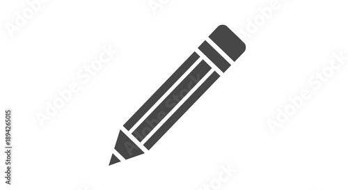 Simple Dark Gray Pencil Icon on White Background.