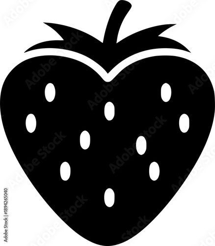 strawberry fruit stencil icon silhouette vector illustration