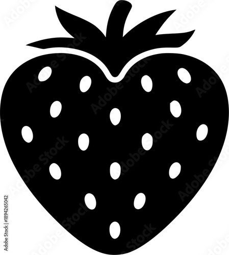strawberry fruit stencil icon silhouette vector illustration