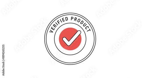 Verified Product Stamp with Check Mark and Red Circle.