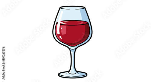 A glass of red wine on a white background.