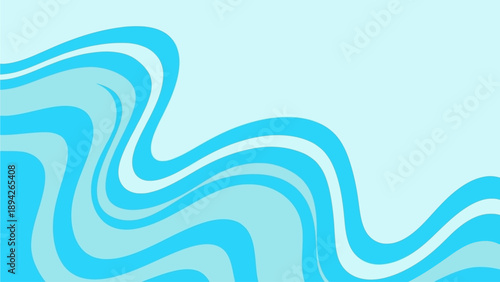 A serene wave pattern illustration with flowing blue lines and abstract shapes, viewed from a straightforward perspective in a minimalist environment