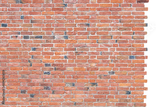 Tableau sur toile A red brick wall with the end cut off and a transparent background