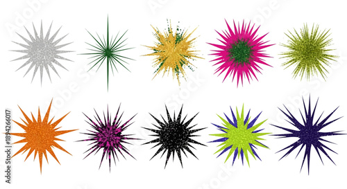 Vibrant Starburst Illustrations in Various Colors and Designs