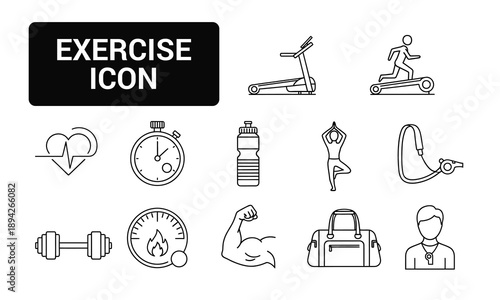 Collection of exercise and fitness icons