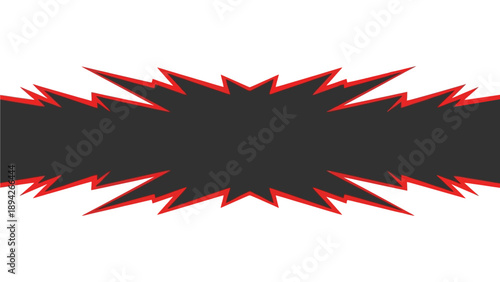 Dynamic abstract design with sharp edges and bold red accents, viewed from a straight-on perspective.