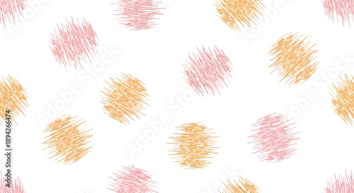 Abstract colorful brush strokes in pink and orange hues scattered randomly on a clean surface viewed from directly above