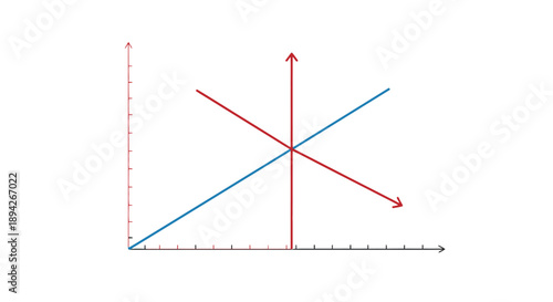 Graph with intersecting blue and red lines on coordinate plane.