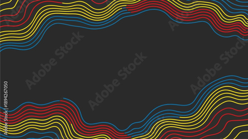 Multicolored wavy lines layered on a dark gray background, illustration, abstract design, digital art, modern concept, steven (528).ai reference