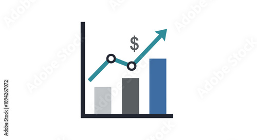 Graph showing increasing trend with dollar sign and arrow.