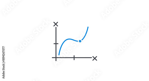 Simple Graph with Blue Curved Line on White Background.