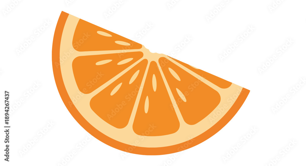Fototapeta premium A vibrant orange slice illustration showcasing citrus fruit texture and segments in a simple graphic style