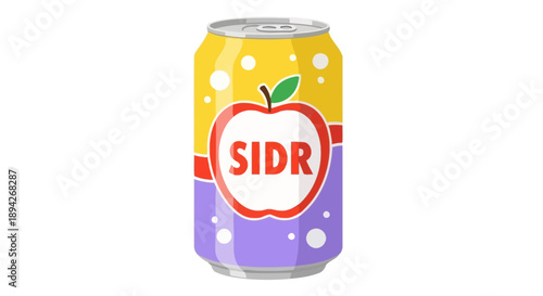 A vibrant can of apple-flavored drink with the label SIDR on a simple background, viewed from the front.