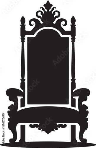 Ornate black throne chair silhouette, symbolic of royalty and power