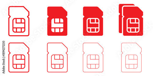 Physical sim card transition to embedded smartphone technology. Move to e-sim vector illustration. Set of icons