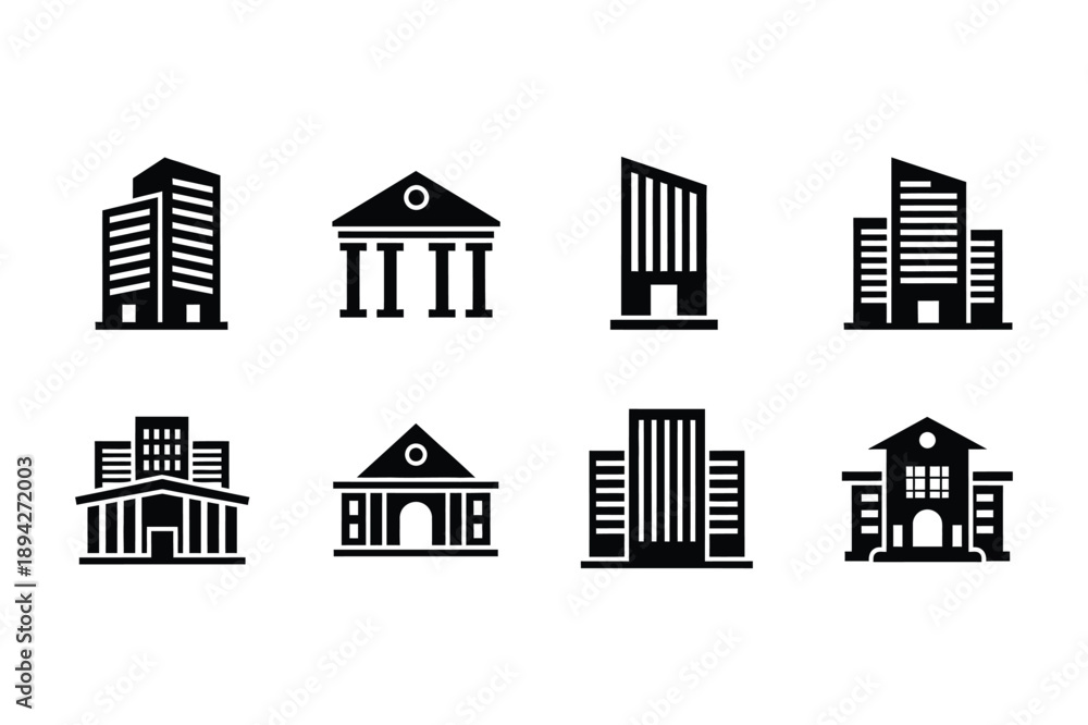 Fototapeta premium Set of modern and classic building icons