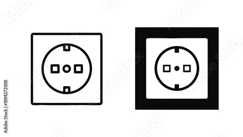 Vector illustration of a power outlet socket, electrical connection point icons on transparent background for energy concepts and usage