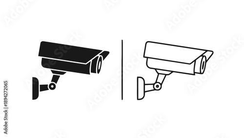 Vector illustration of, on transparent background, security camera symbols for video surveillance
