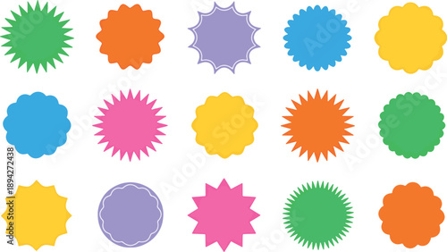 Vibrant Starburst and Circular Vector Shapes for Social Media Graphics & Branding Design