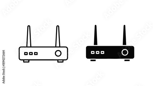 Vector illustration of wireless router icon set on transparent background, symbolizing internet connection