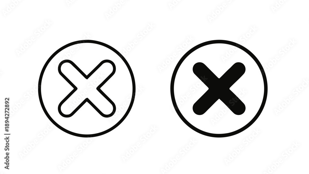 Obraz premium Vector illustration of X mark symbol icon, depicting a close or delete button, on transparent background