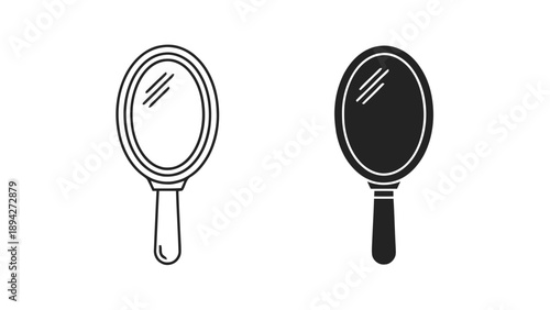 Vector illustration of an elegant hand mirror, reflecting beauty and self-care, on transparent background