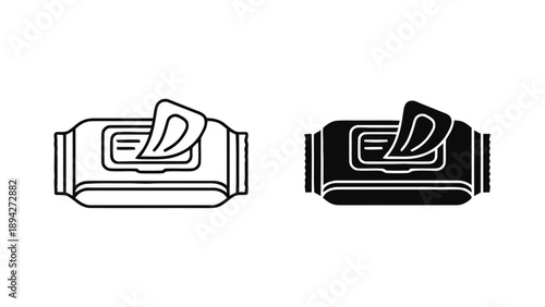 Vector illustration of hygiene wet wipes package icon on transparent background, for baby care or cleaning needs