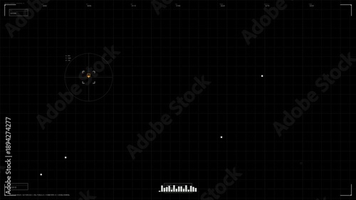 Military heads-up display for science fiction and war video projects with targeting interface and grid background