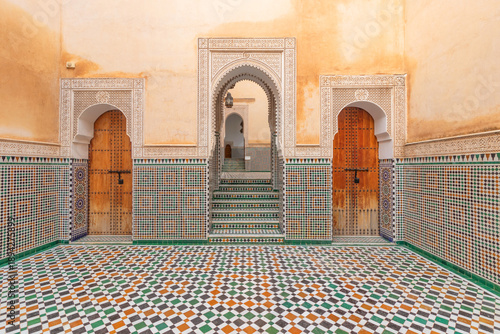 Photos Meknes, Morocco, internal courtyard of the Mausoleum of Moulay Ismail