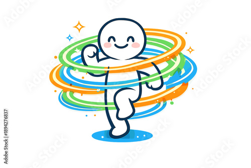 Movement Analysis Doodle. Doodle-style vector icon of ideal movement analysis, figure surrounded by layered glowing trails showing